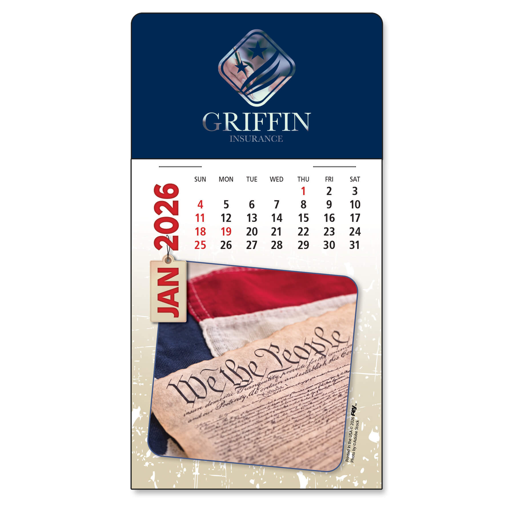 1025AM - Adhesive Peel-N-Stick® Calendar - Americana Pad