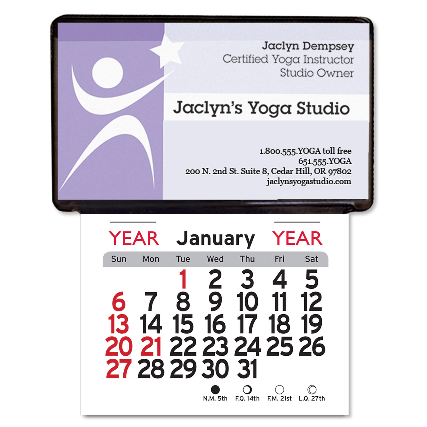 1100 - Adhesive Peel-N-Stick® Business Card Holder Calendar